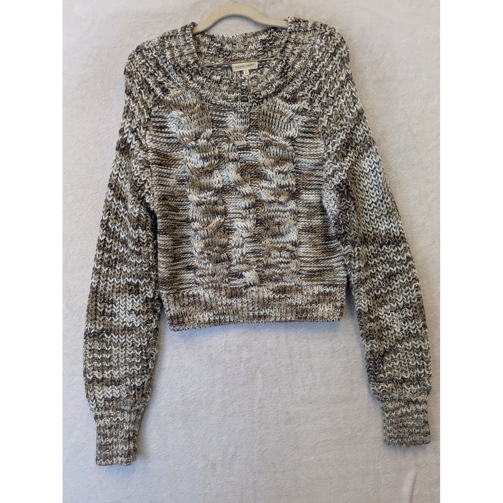 Gilded Intent Women's Size‎ M Brown Cream Cable Knit Marled Sweater